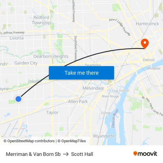 Merriman & Van Born Sb to Scott Hall map