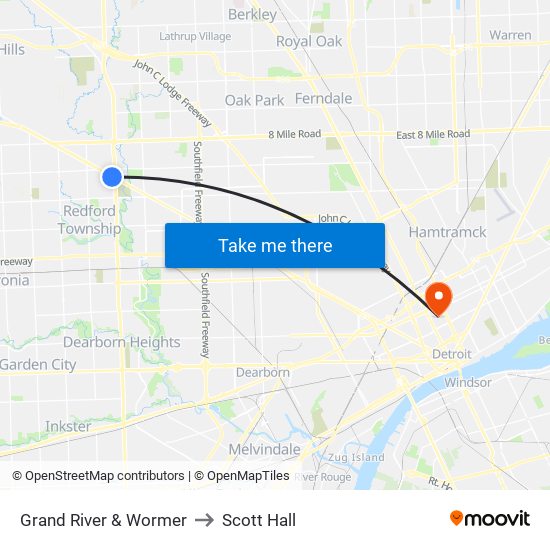 Grand River & Wormer to Scott Hall map