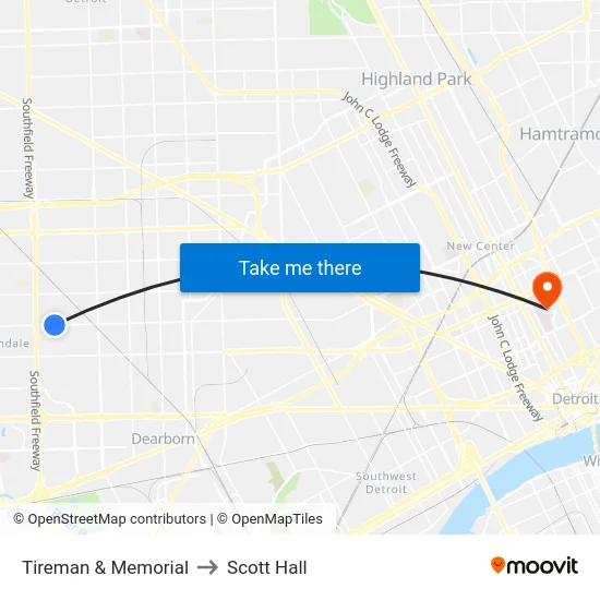 Tireman & Memorial to Scott Hall map