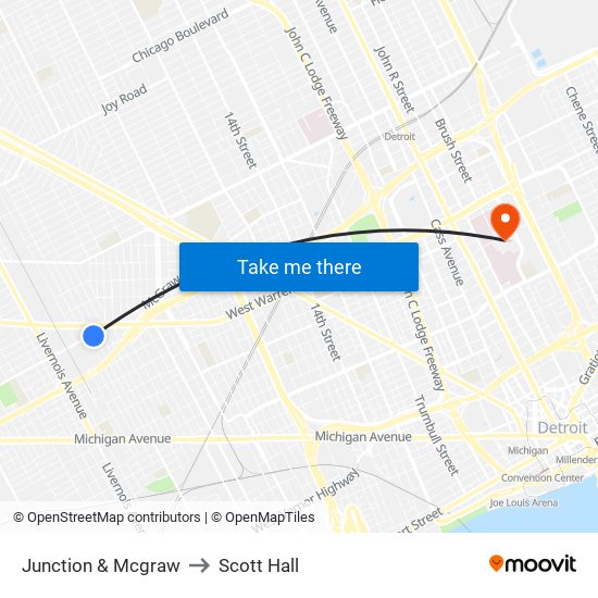 Junction & Mcgraw to Scott Hall map