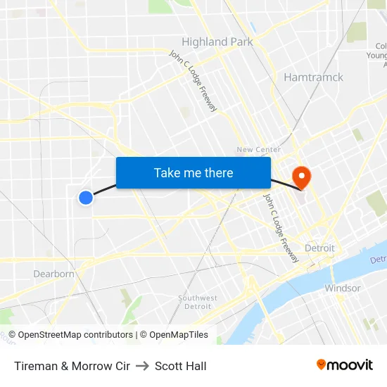 Tireman & Morrow Cir to Scott Hall map