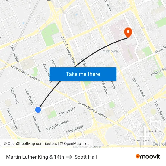 Martin Luther King & 14th to Scott Hall map