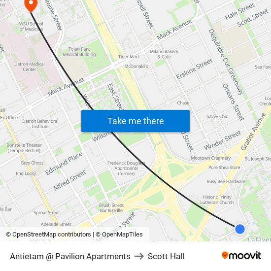 Antietam @ Pavilion Apartments to Scott Hall map