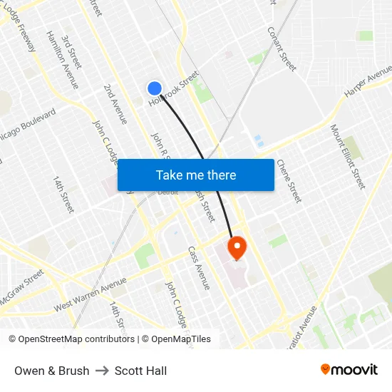 Owen & Brush to Scott Hall map