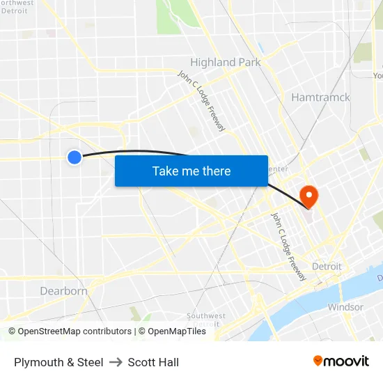 Plymouth & Steel to Scott Hall map