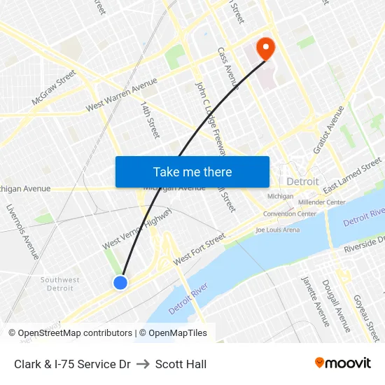 Clark & I-75 Service Dr to Scott Hall map