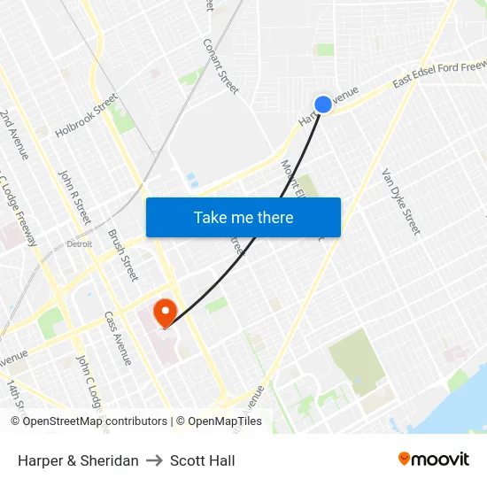Harper & Sheridan to Scott Hall map