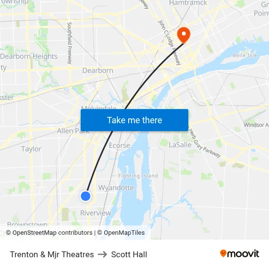 Trenton & Mjr Theatres to Scott Hall map