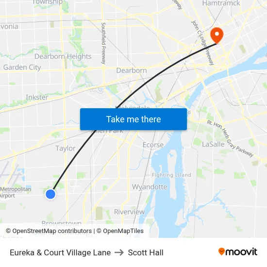 Eureka & Court Village Lane to Scott Hall map
