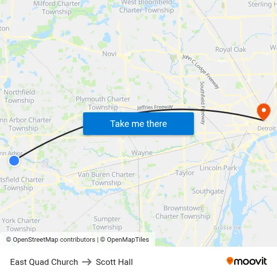 East Quad  Church to Scott Hall map