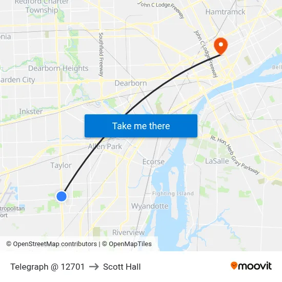Telegraph @ 12701 to Scott Hall map