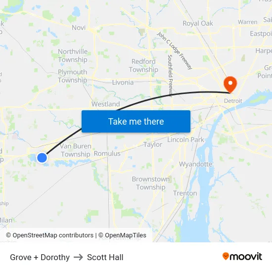 Grove + Dorothy to Scott Hall map