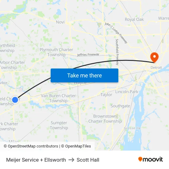Meijer Service + Ellsworth to Scott Hall map