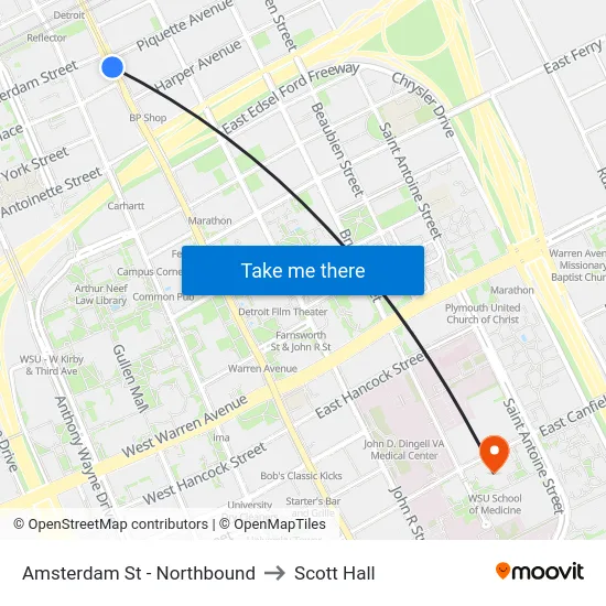 Amsterdam St - Northbound to Scott Hall map