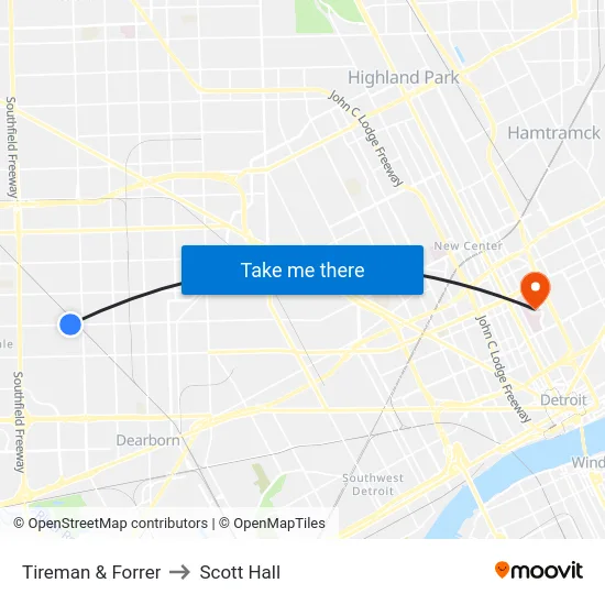 Tireman & Forrer to Scott Hall map