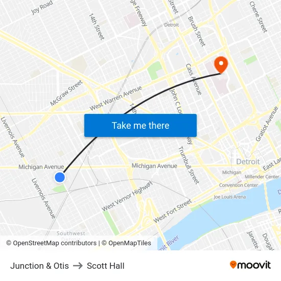 Junction & Otis to Scott Hall map