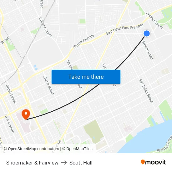 Shoemaker & Fairview to Scott Hall map