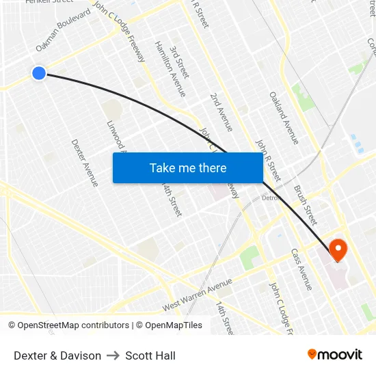 Dexter & Davison to Scott Hall map