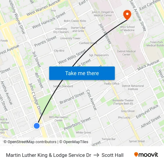 Martin Luther King & Lodge Service Dr to Scott Hall map