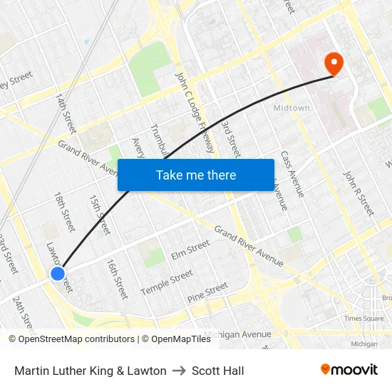 Martin Luther King & Lawton to Scott Hall map