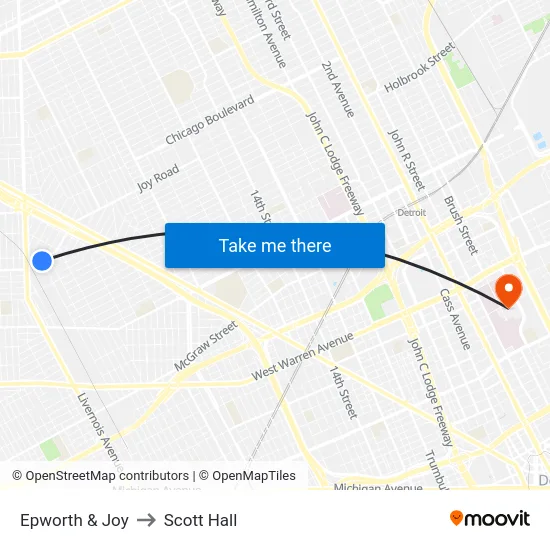 Epworth & Joy to Scott Hall map
