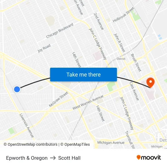 Epworth & Oregon to Scott Hall map