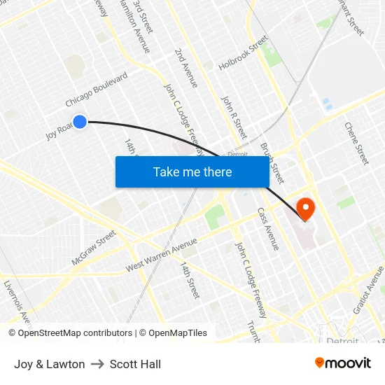 Joy & Lawton to Scott Hall map