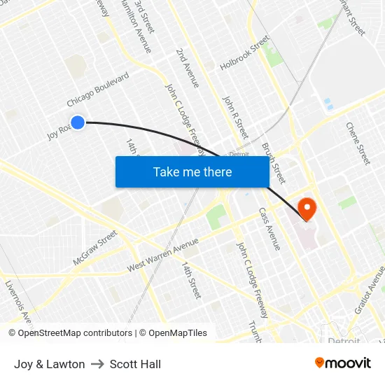 Joy & Lawton to Scott Hall map