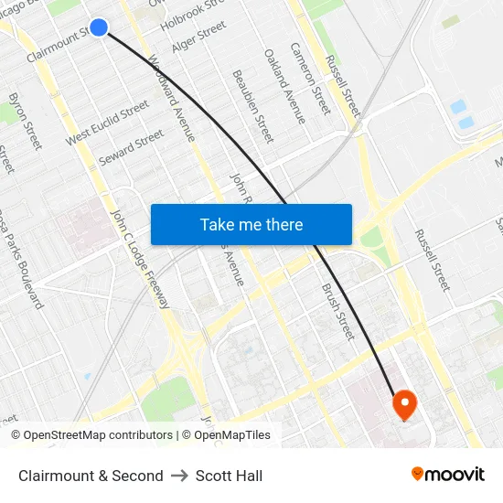 Clairmount & Second to Scott Hall map