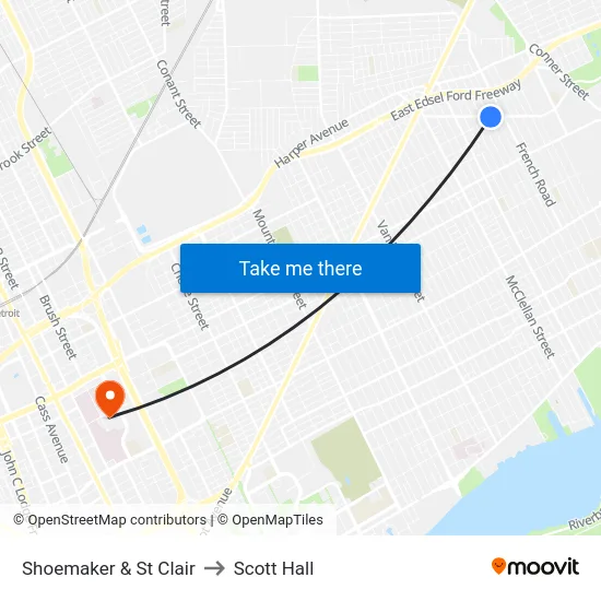 Shoemaker & St Clair to Scott Hall map