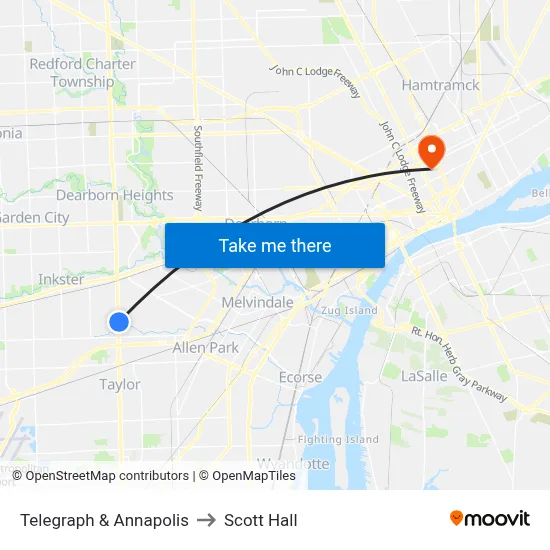 Telegraph & Annapolis to Scott Hall map