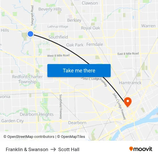 Franklin & Swanson to Scott Hall map