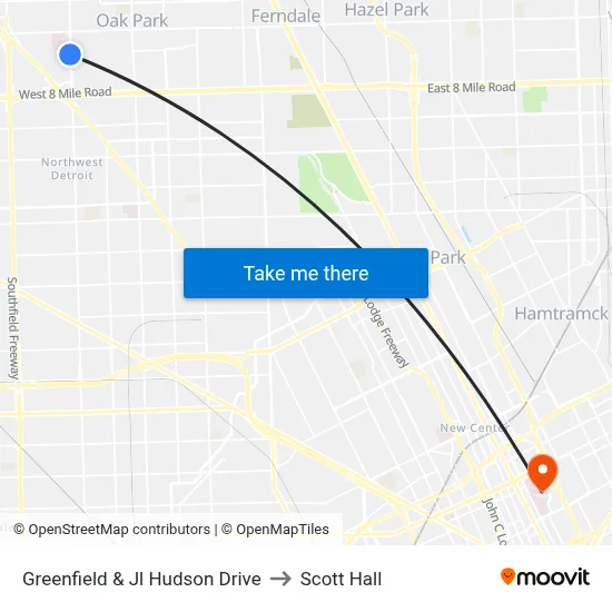 Greenfield & Jl Hudson Drive to Scott Hall map