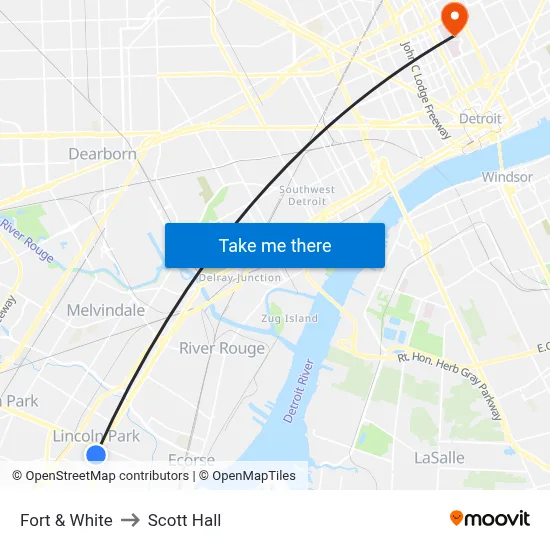 Fort & White to Scott Hall map