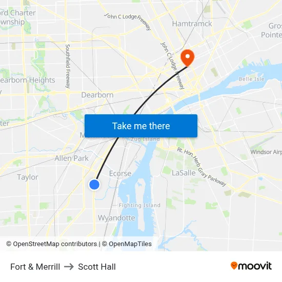 Fort & Merrill to Scott Hall map