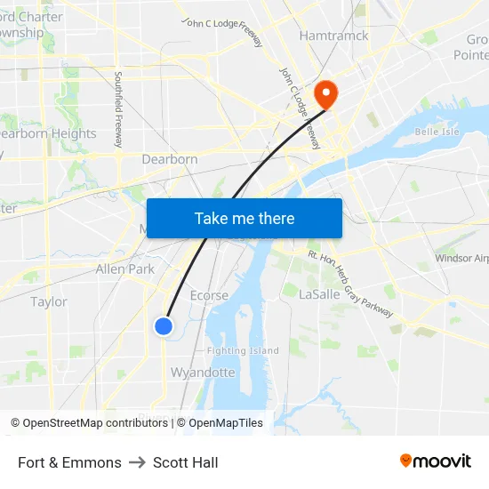 Fort & Emmons to Scott Hall map