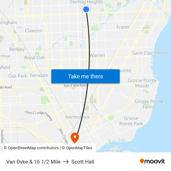 Van Dyke & 16 1/2 Mile to Scott Hall map