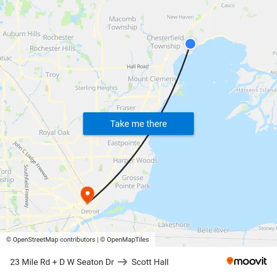 23 Mile Rd + D W Seaton Dr to Scott Hall map