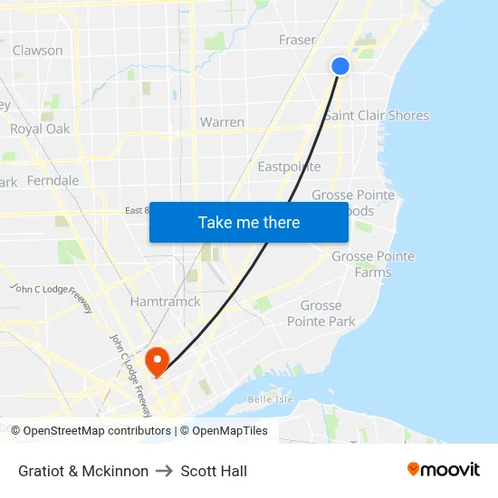 Gratiot & Mckinnon to Scott Hall map
