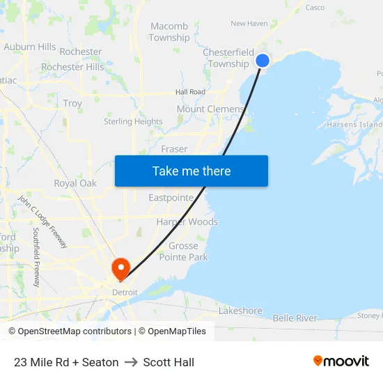 23 Mile & Seaton to Scott Hall map