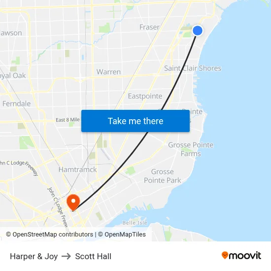 Harper & Joy to Scott Hall map
