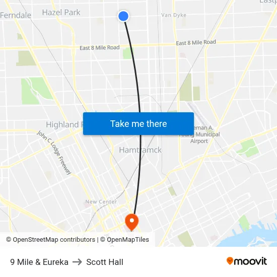 9 Mile & Eureka to Scott Hall map