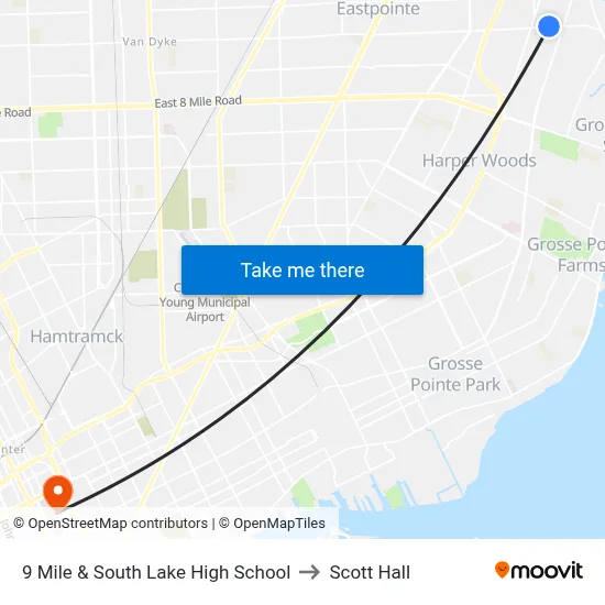 9 Mile & South Lake High School to Scott Hall map