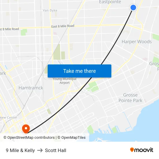 9 Mile & Kelly to Scott Hall map