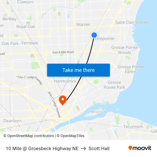 10 Mile @ Groesbeck Highway NE to Scott Hall map