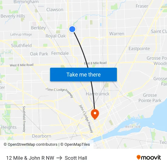 12 Mile & John R NW to Scott Hall map