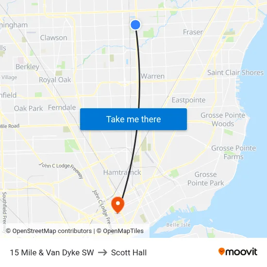 15 Mile & Van Dyke SW to Scott Hall map