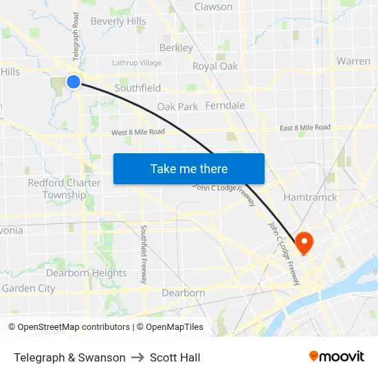 Telegraph & Swanson to Scott Hall map