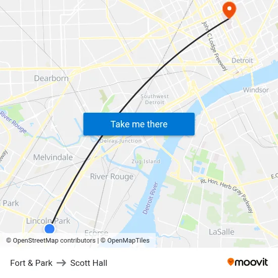 Fort & Park to Scott Hall map