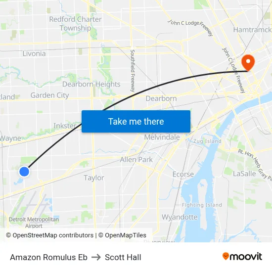 Amazon Romulus Eb to Scott Hall map